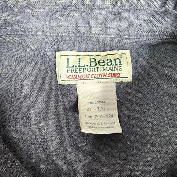 LL Bean Flannel Chamois Cloth Shirt Size XL Tall Gray Flannel Button Long Sleeve - Picture 3 of 9